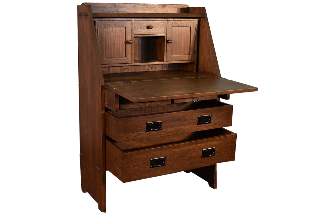 Arts And Crafts Mission Solid Oak Secretary Desk Dark Brown