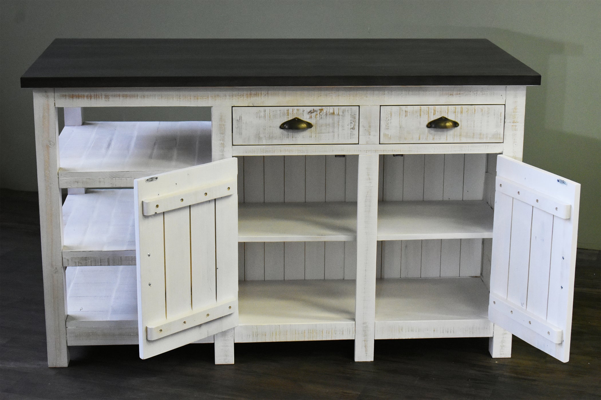 kitchen prep table with containers