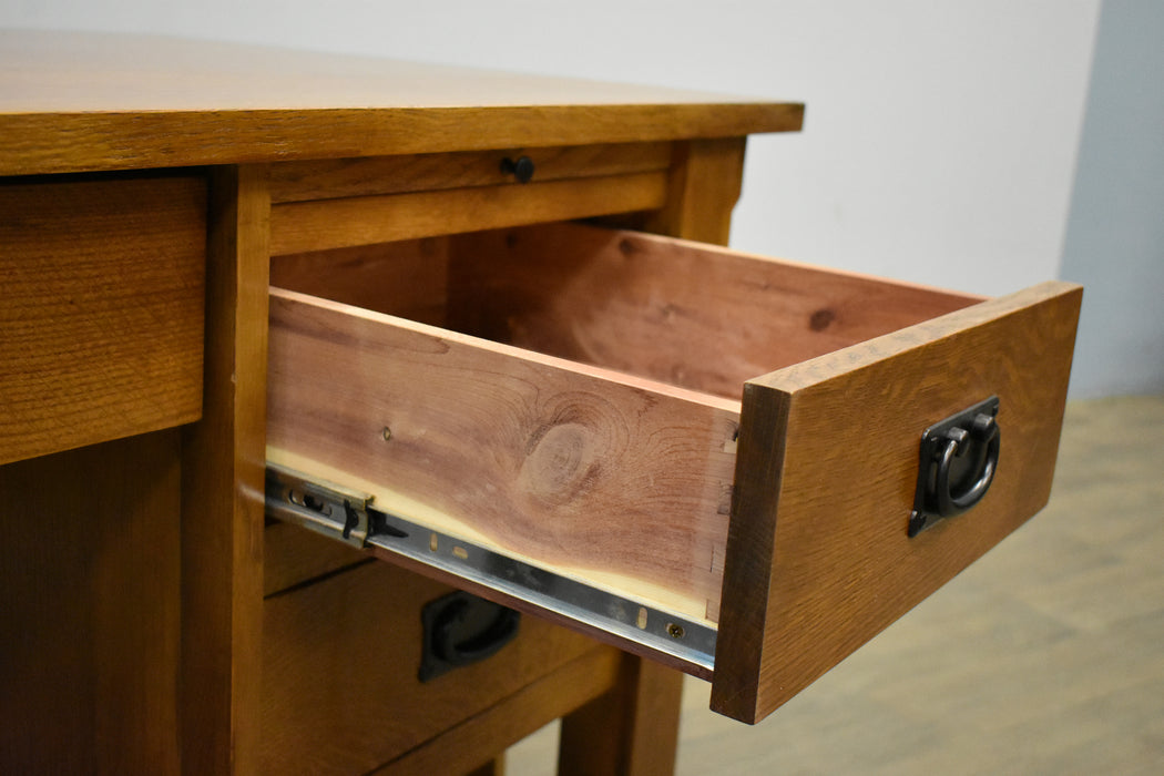 Mission Style Solid Quarter Sawn Oak Office Desk With Dovetail