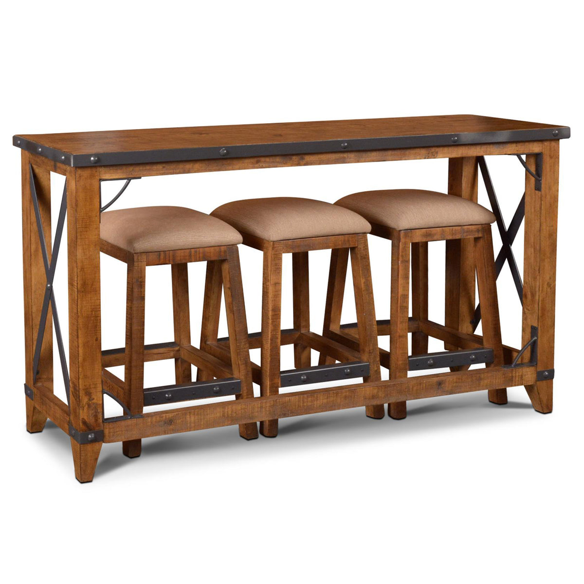 sofa table with stools