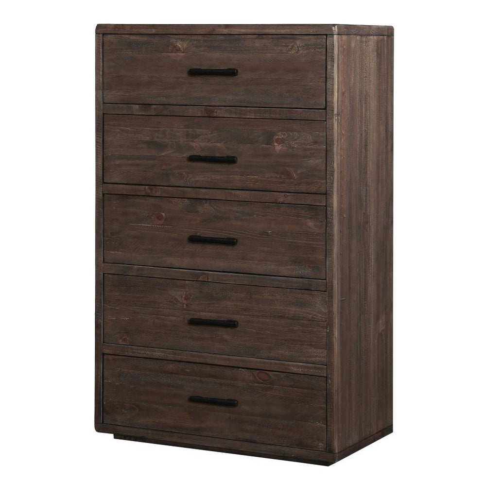 Rustic Modern Solid Wood 5 Drawer Dresser Espresso Brown — Crafters