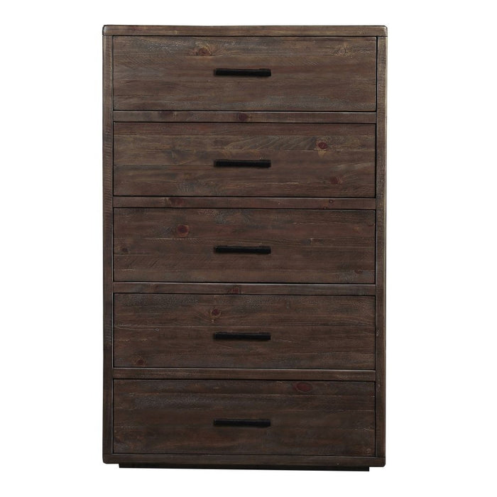 Rustic Modern Solid Wood 5 Drawer Dresser Espresso Brown — Crafters