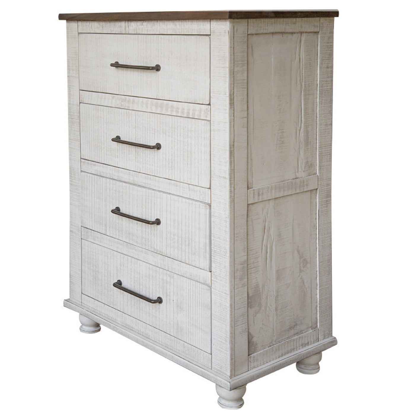 Rustic Farmhouse Solid Distressed White Wood Dresser Chest of Drawers