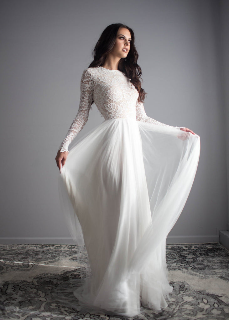 Zoey Scoop Back Dress | Romantic Long Sleeve Gown | Wear Your Love