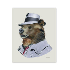 Bear Art Print - Grizzly Bear Gentleman – Berkley Illustration