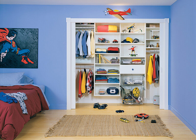 Spare closet space can be a great option. This closet features a mixture of both toys and clothes, providing more options.
