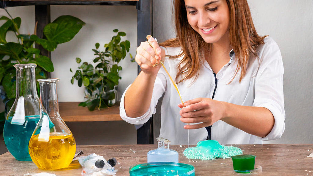 Woman making her own slime.
