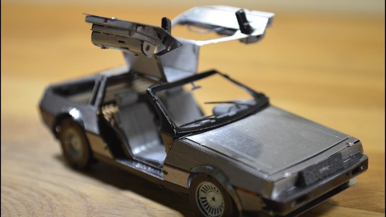 A complete Metal Earth Delorean building kit.