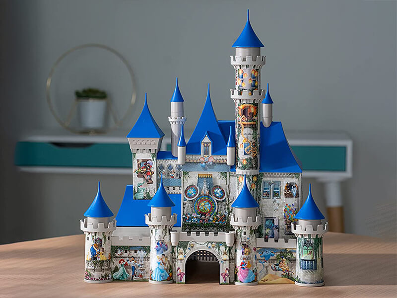 Ravensburger Disney Castle 3D Puzzle completed and presented on a table