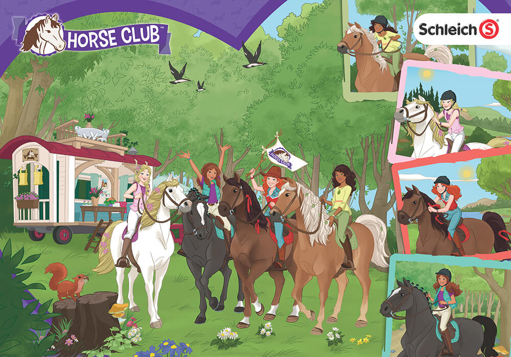 Schleich Horse Club display features four friends on their favorite horses.
