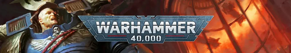 Warhammer 40k header representing miniatures, sets, and games from Games Workshop.