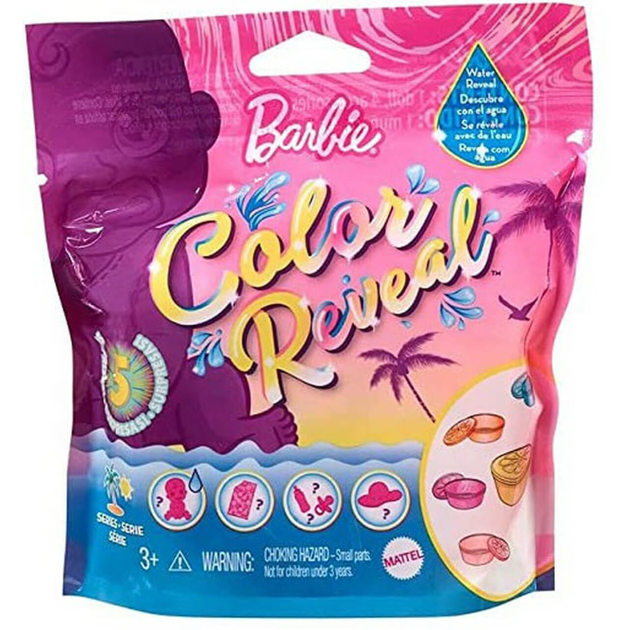 Barbie Color Reveal Sand & Sun Series Baby Doll with 5 Surprises