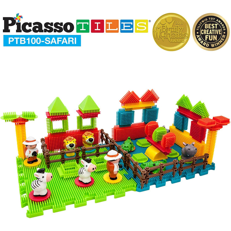 PicassoTiles Bristle Safari 100 Piece Building Set