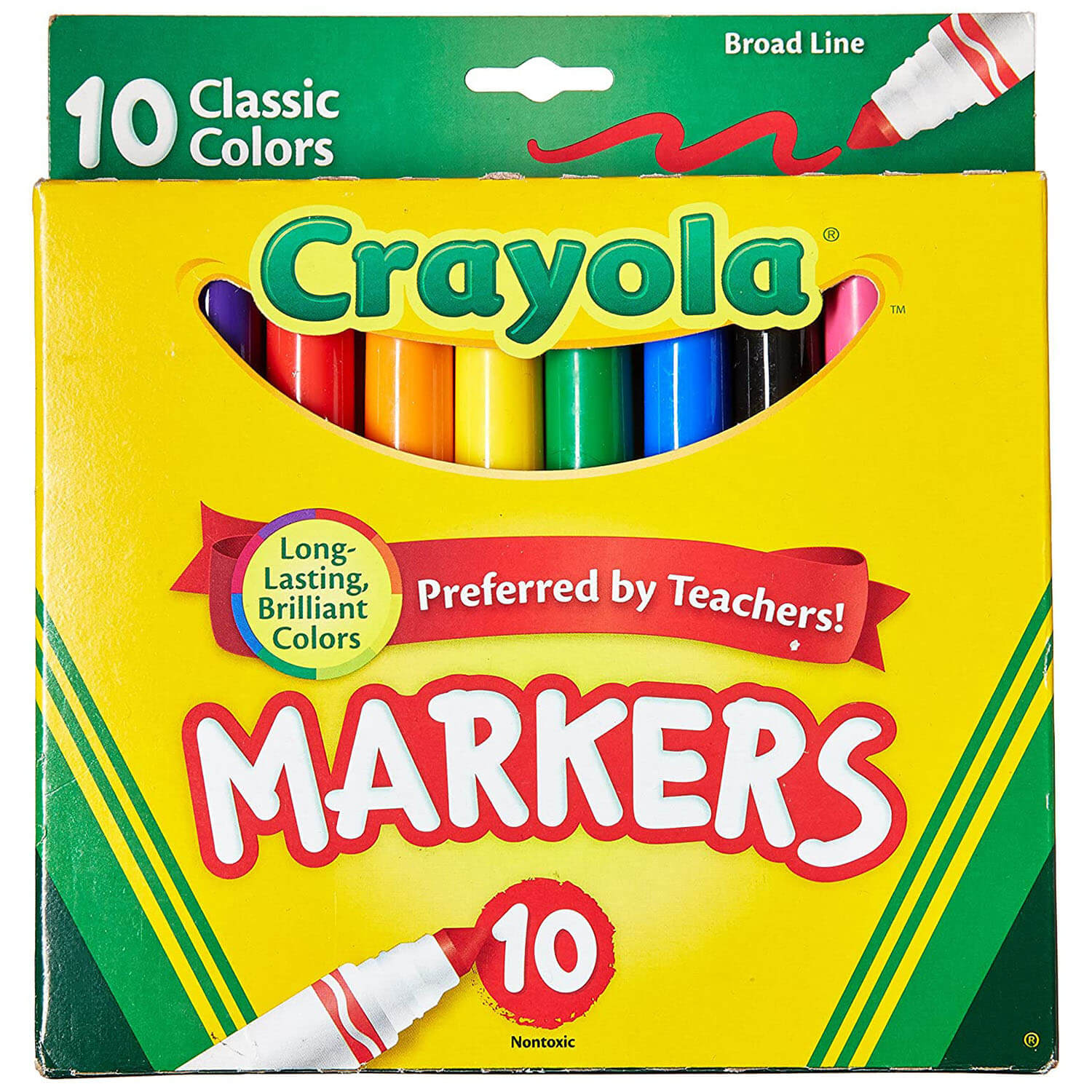 Crayola Ultra-Clean Markers, Fine Line, Classic Colors, 10 Count, PK6  587852