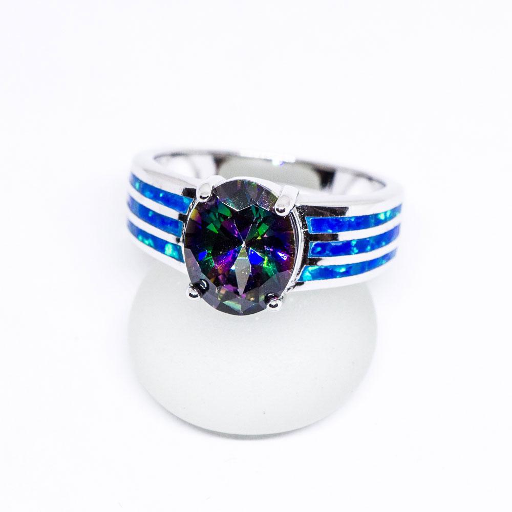 Mystic Topaz and Opal 925 Sterling Silver Inlay Ring – Aolani Hawaii