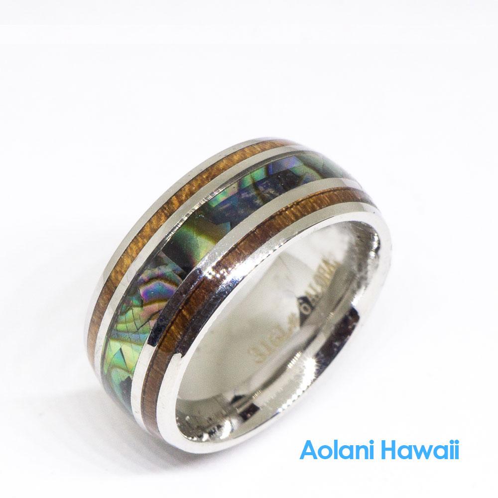 8mm Hawaiian Koa Wood and Abalone Shell Stainless Steel Rings Wedding Bands  for Men Comfort Fit (Black, 14) : : Clothing, Shoes & Accessories