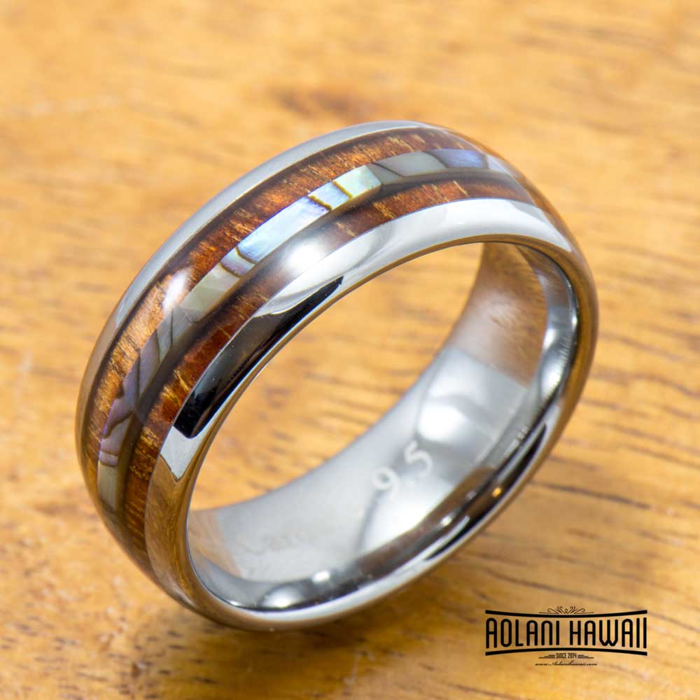 Koa Wood Wedding Rings  Available in Tungsten, Titanium, Sterling