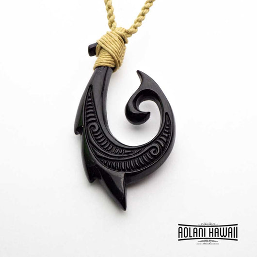 Buy Hawaiian Jewelry Black Carved Fish Hook Scrimshaw Necklace Online at  desertcartKUWAIT