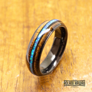 Black Tungsten Ring Abalone and Koa Wood – Aolani Hawaii