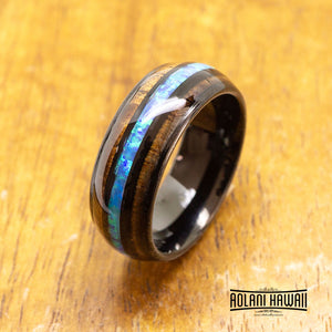 Black Tungsten Ring Abalone and Koa Wood – Aolani Hawaii
