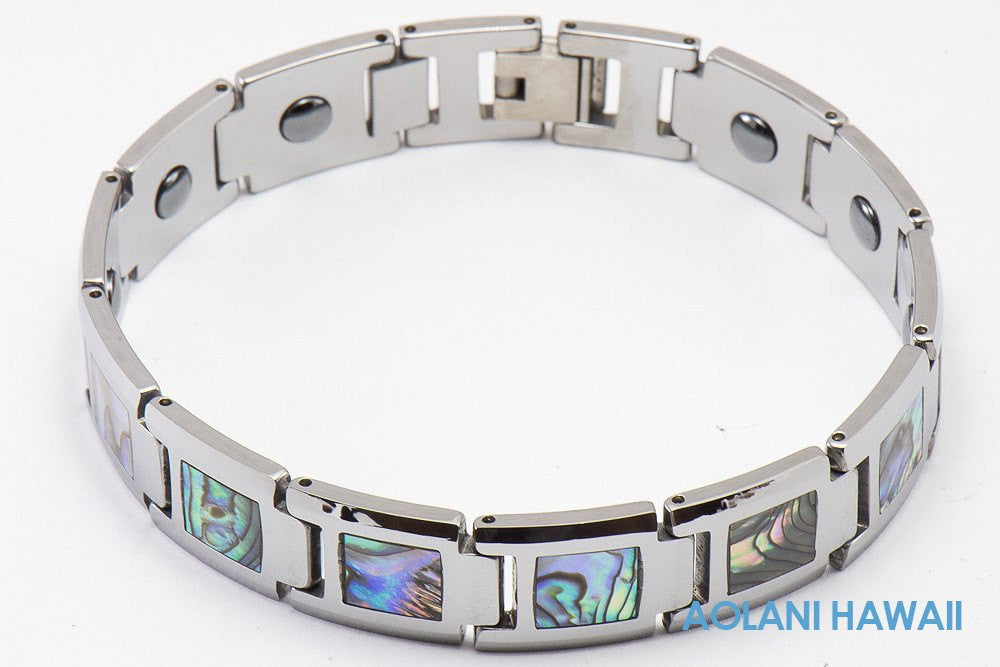 Abalone Tungsten Carbide Bracelet (14mm width, 8" inch in l