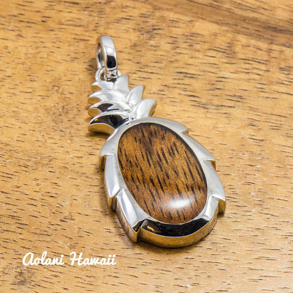 Hawaiian Koa Wood Fishhook Pendant Handmade with 925 Sterling