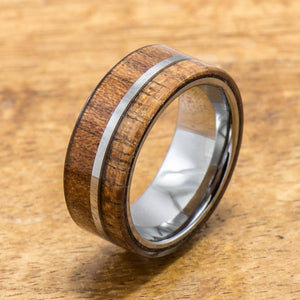 Flat Style Koa Ring Tungsten Ring - 8mm width – Aolani Hawaii