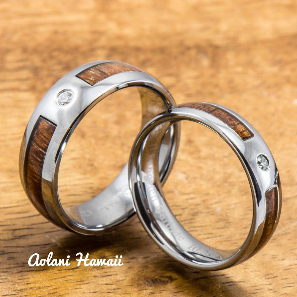 Wedding Ring Tungsten Ring with Hawaiian Koa Wood (6mm