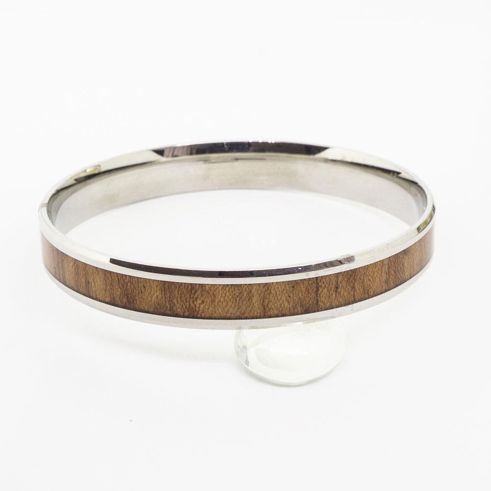 Flat Koa Wood Bracelet handmade with Stainless Steel (6mm - 12mm width)