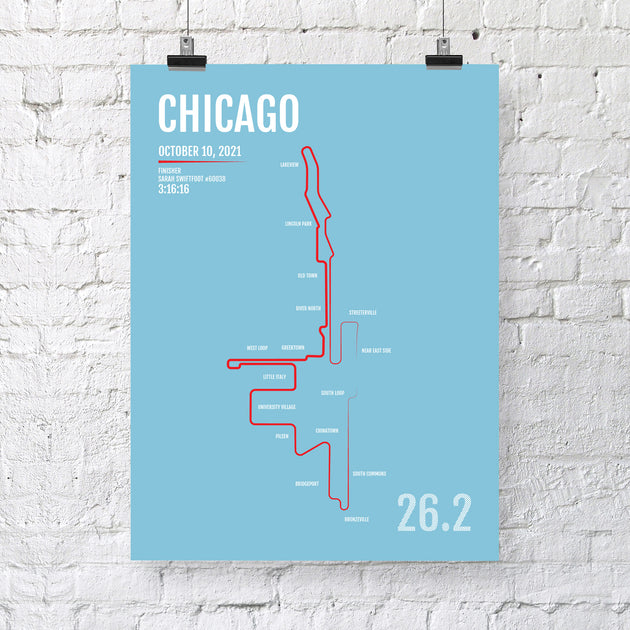 Chicago Marathon Map Print Gifts and Gear Free Shipping All Orders