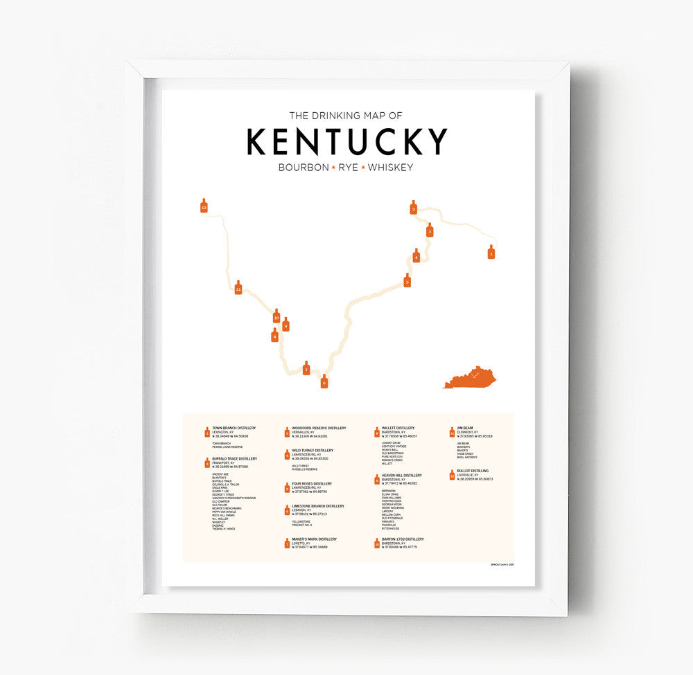 Kentucky Bourbon Trail Map Print – Sproutjam