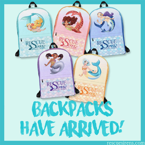 "Rescue Sirens: Mermaids On Duty" backpacks