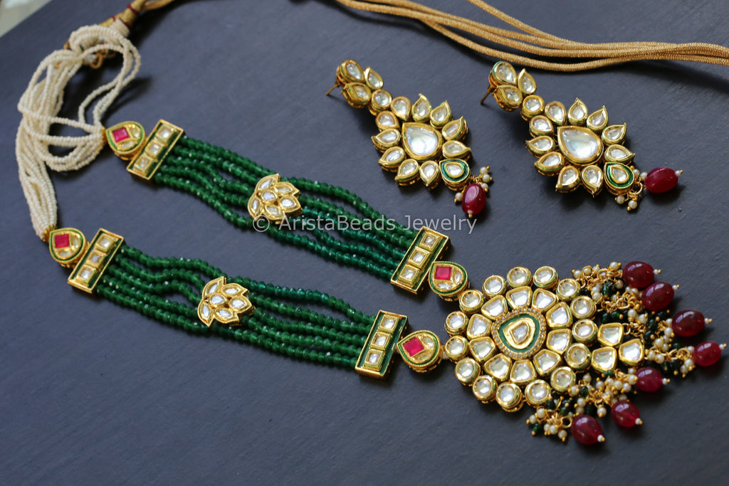 Long Jadau Kundan Necklace Set 