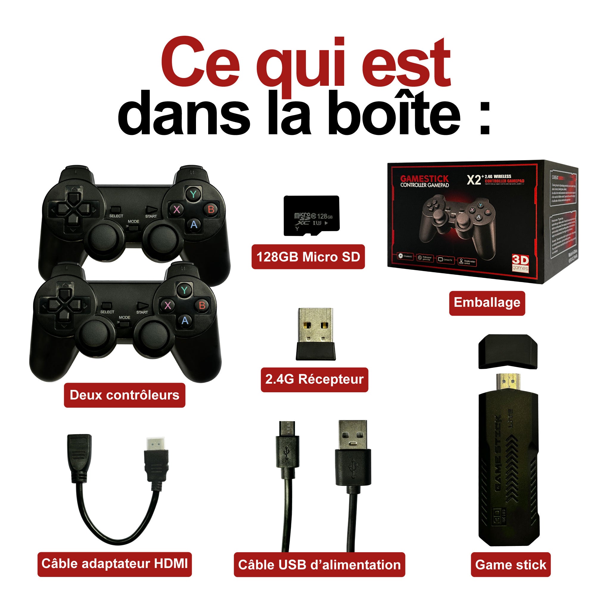 Ma console rétro contenu de la boîte détaillé