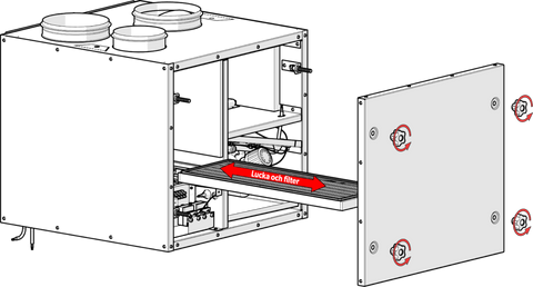 A sketch of how to change filters on T12 and T15