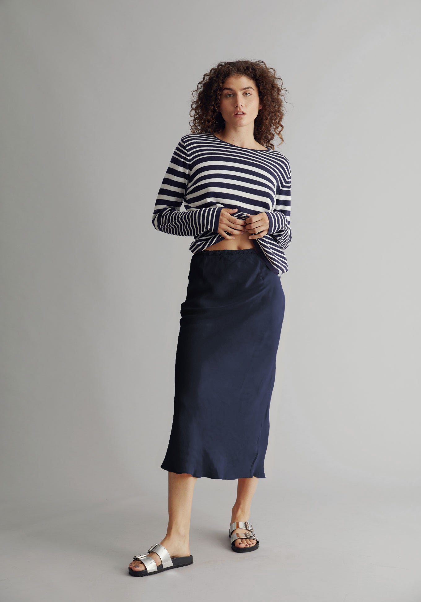 RAI Womens Recycled Acetate Slip Skirt Navy, Size 5 / UK 16 / EUR 44