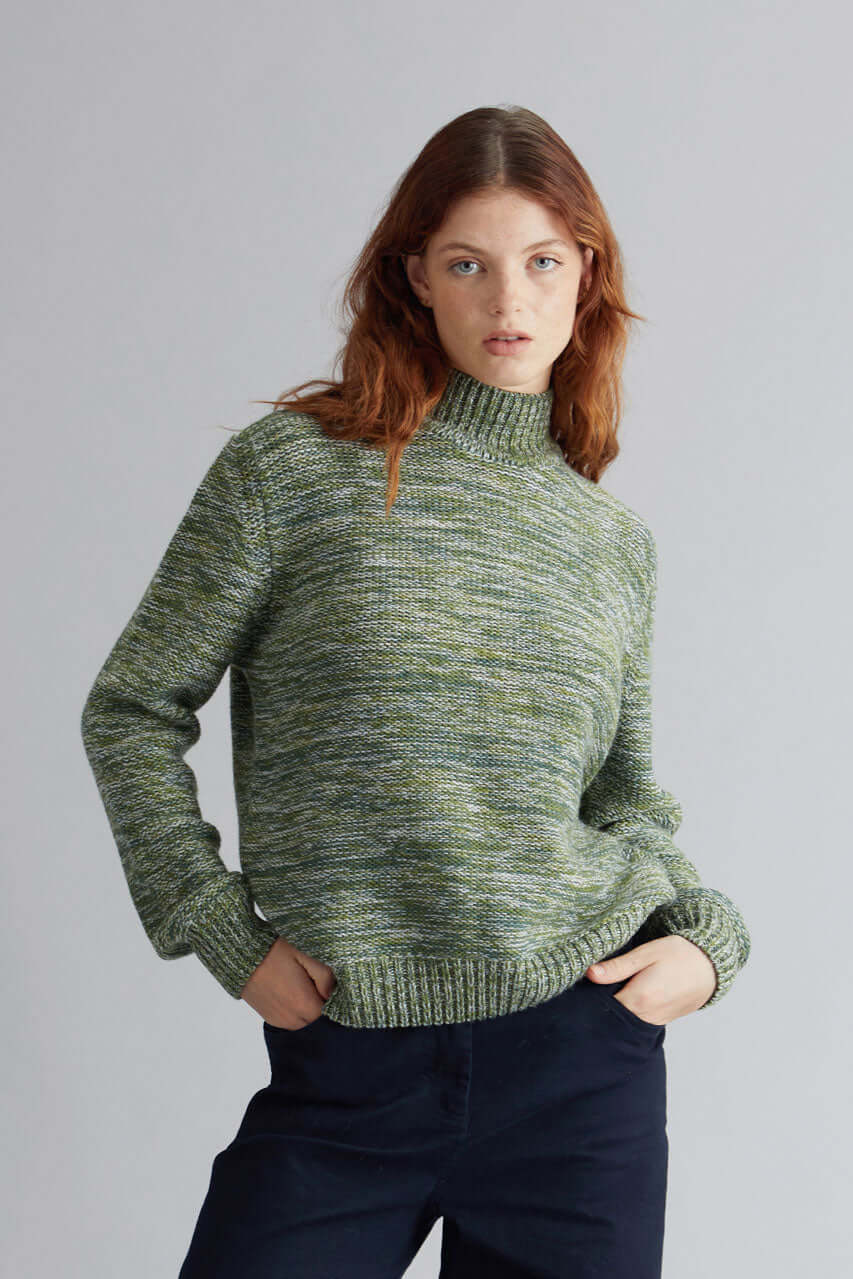 AMANDA Womens Fine Merino Wool Jumper Green, Size 1 / UK 8 / EUR 36