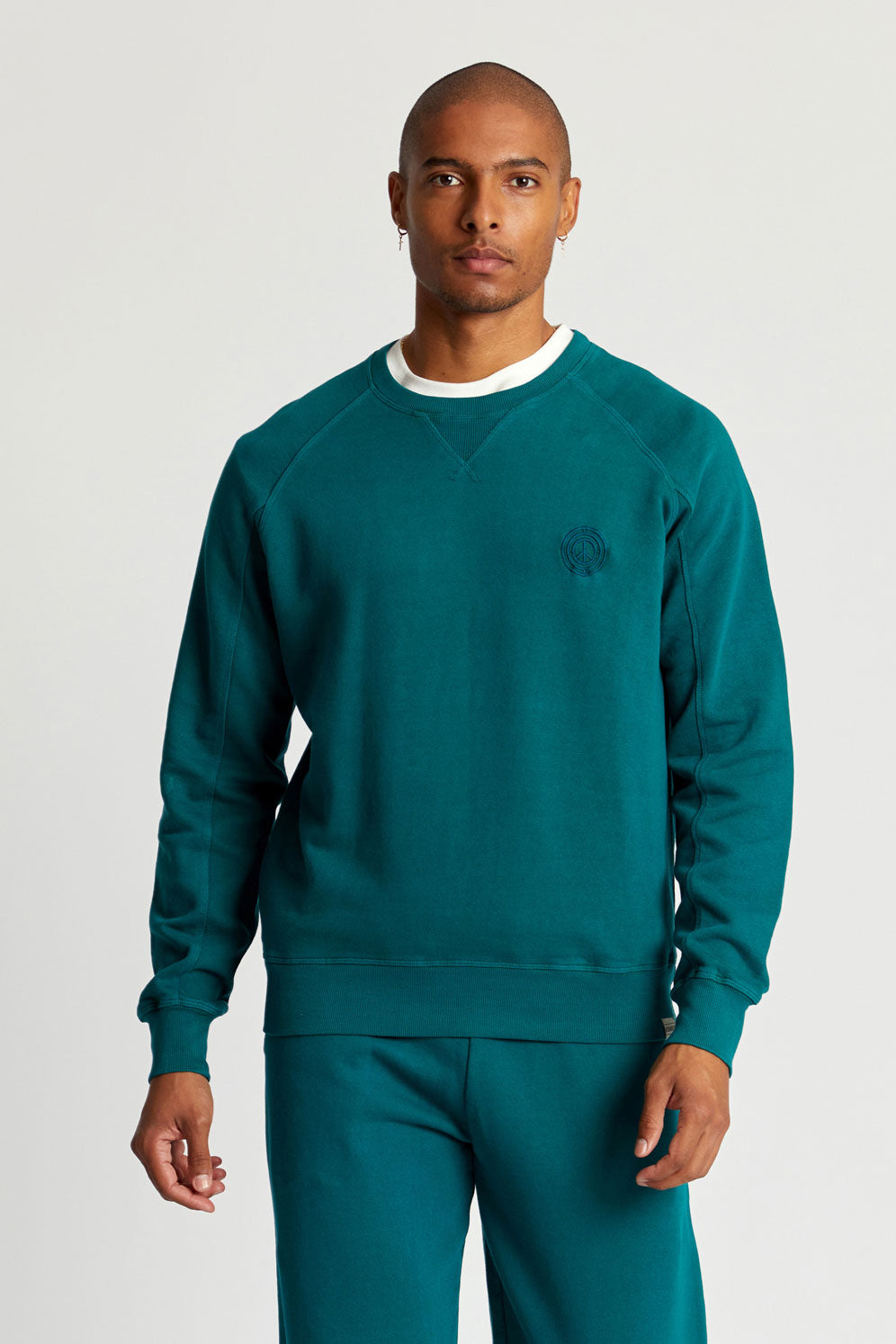 ANTON Sweatshirt Mens - GOTS Organic Cotton Teal Green, Medium