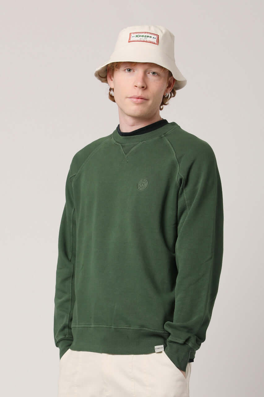 ANTON Men’s -GOTS Organic Cotton Crewneck Green, Medium