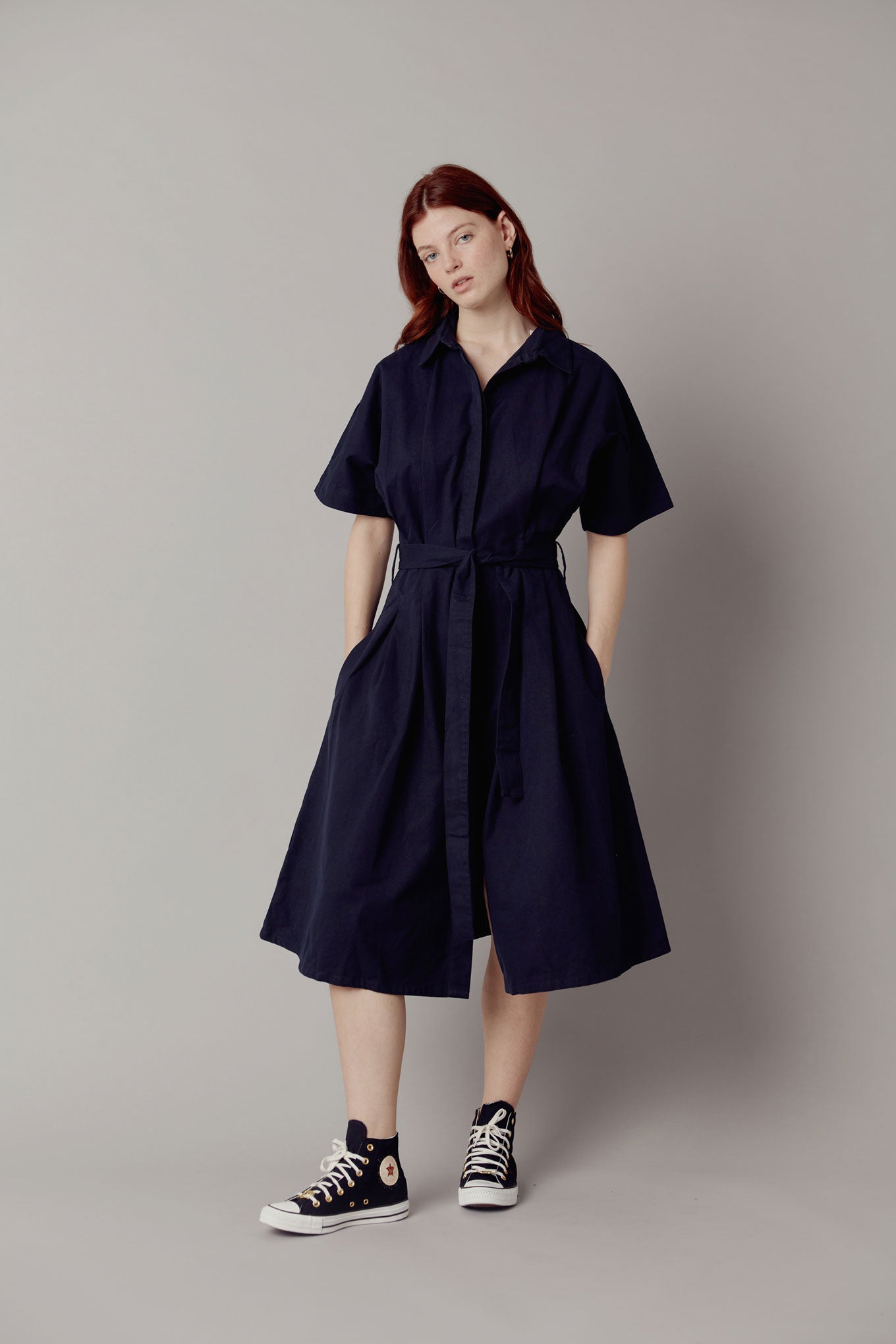 ASHES Organic Cotton Dress - Navy, SIZE 4 / UK 14 / EUR 42