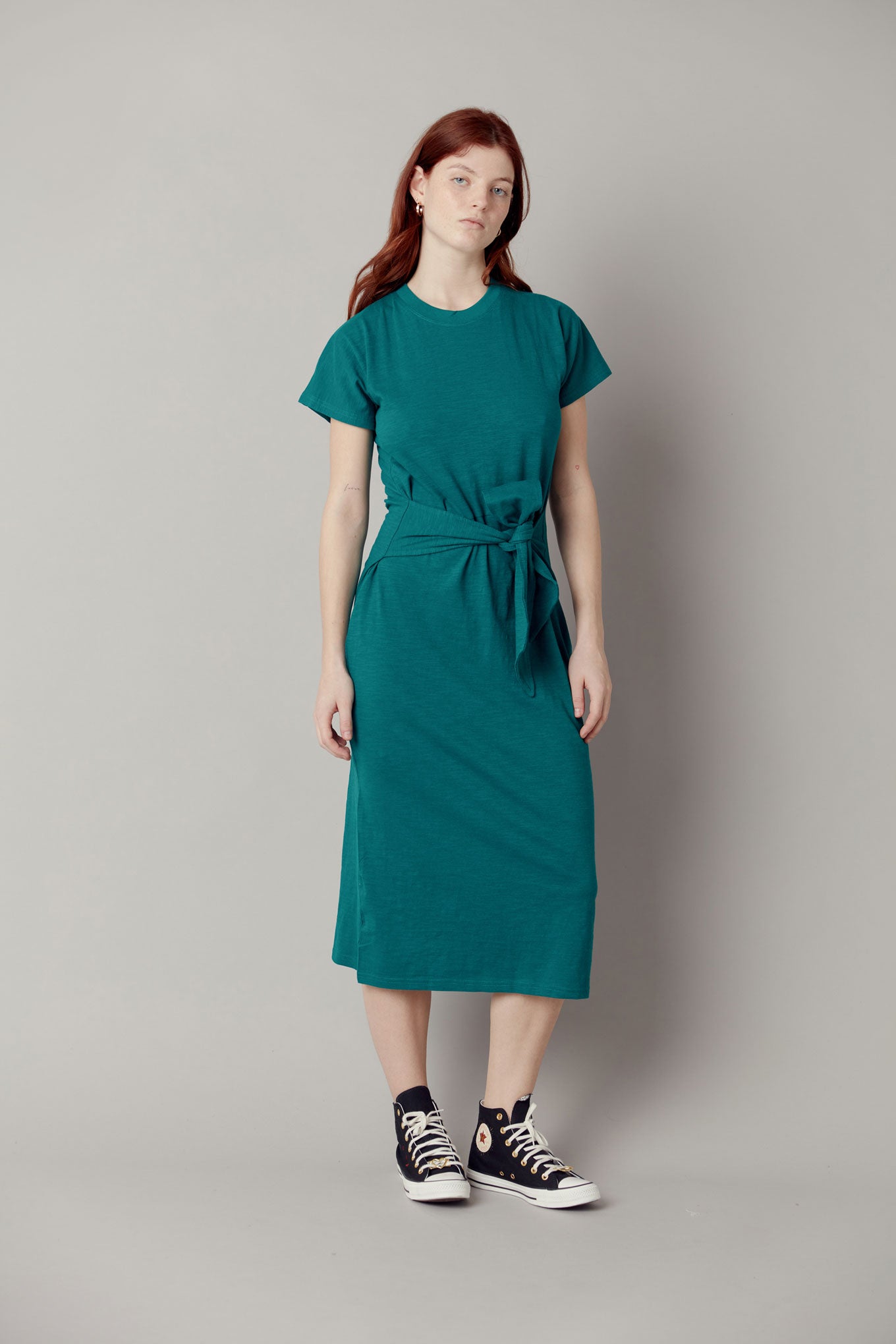 FONDA GOTS Organic Cotton Dress - Teal Green, SIZE 5 / UK 16 / EUR 44