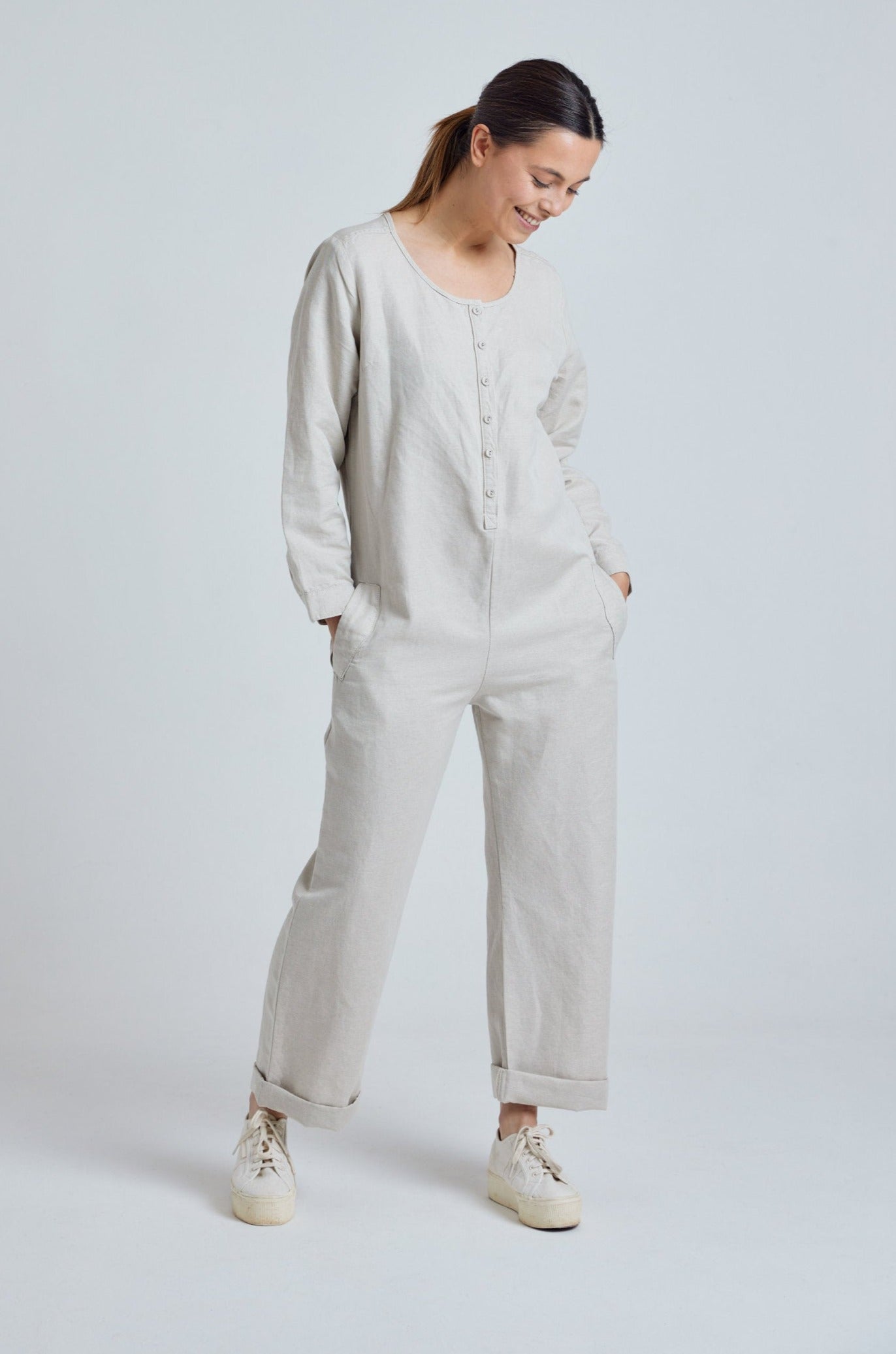 CLARA natural - GOTS Organic Cotton Jumpsuit by Flax & Loom, XS