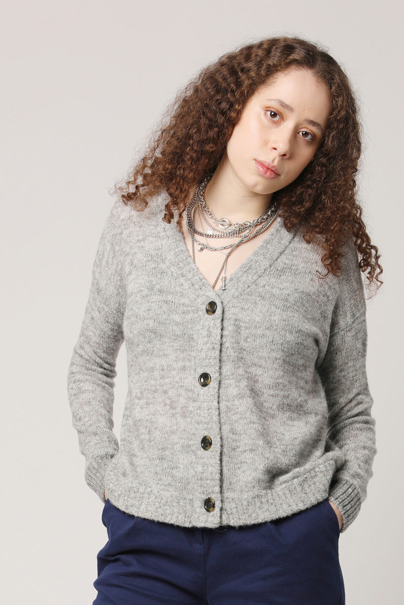 ISLA Recycled Wool Cardigan Oxford Grey, SIZE 5 / UK 16 / EUR 44