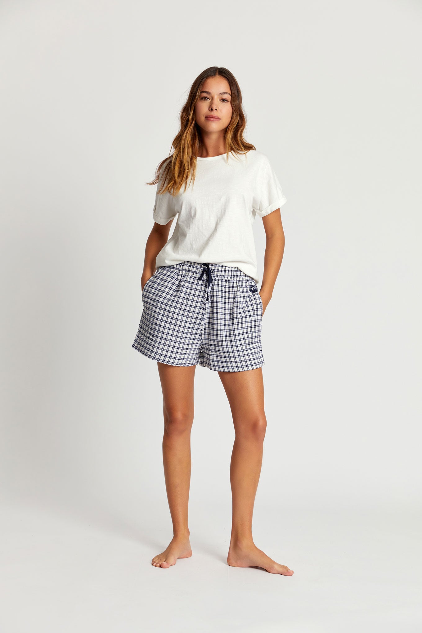 JIM JAM Womens - GOTS Organic Cotton Pyjama Shorts White, Size 3 / UK 12 / EUR 40