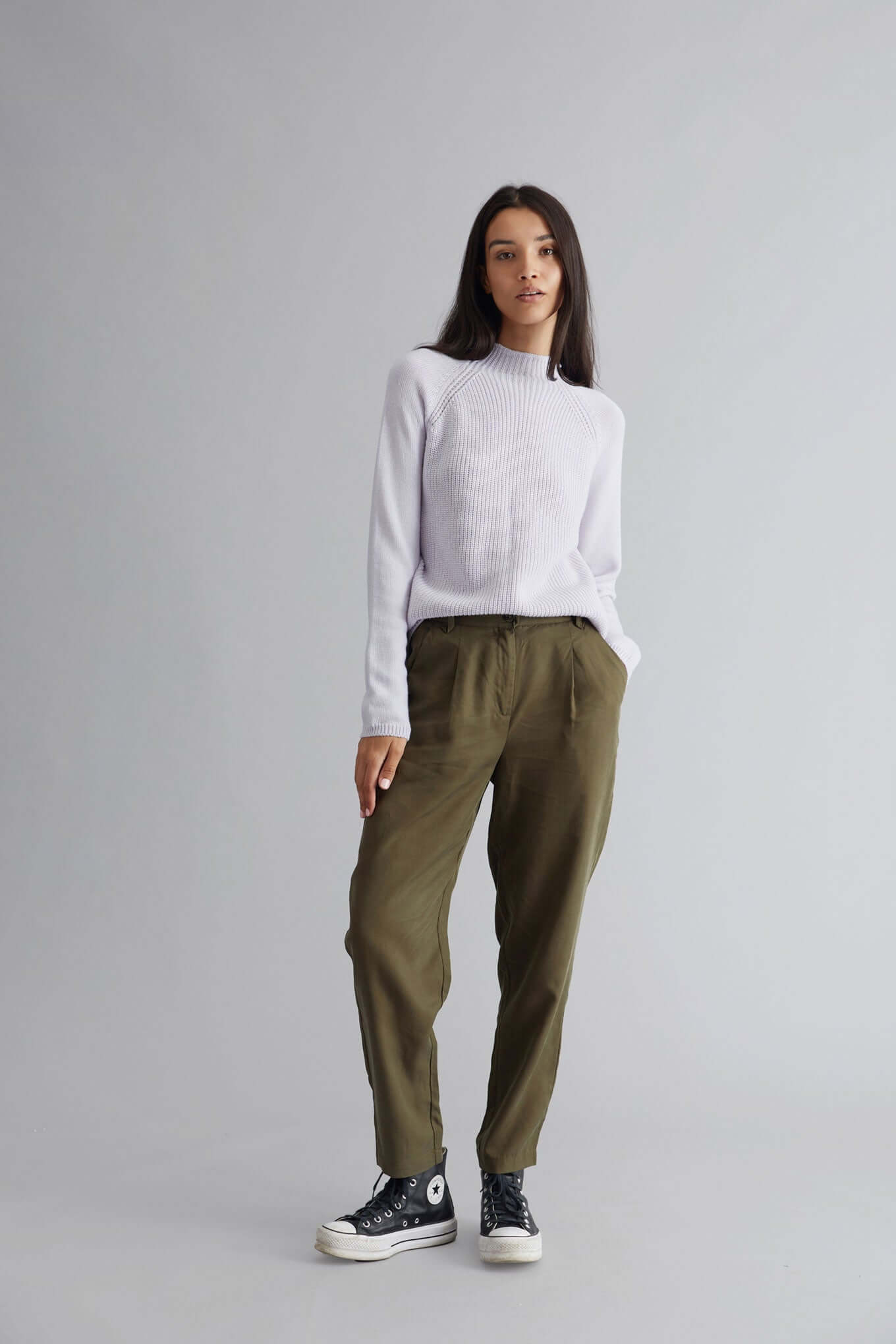 LILA Womens Trousers Khaki, Size 3 / UK 12 / EUR 40