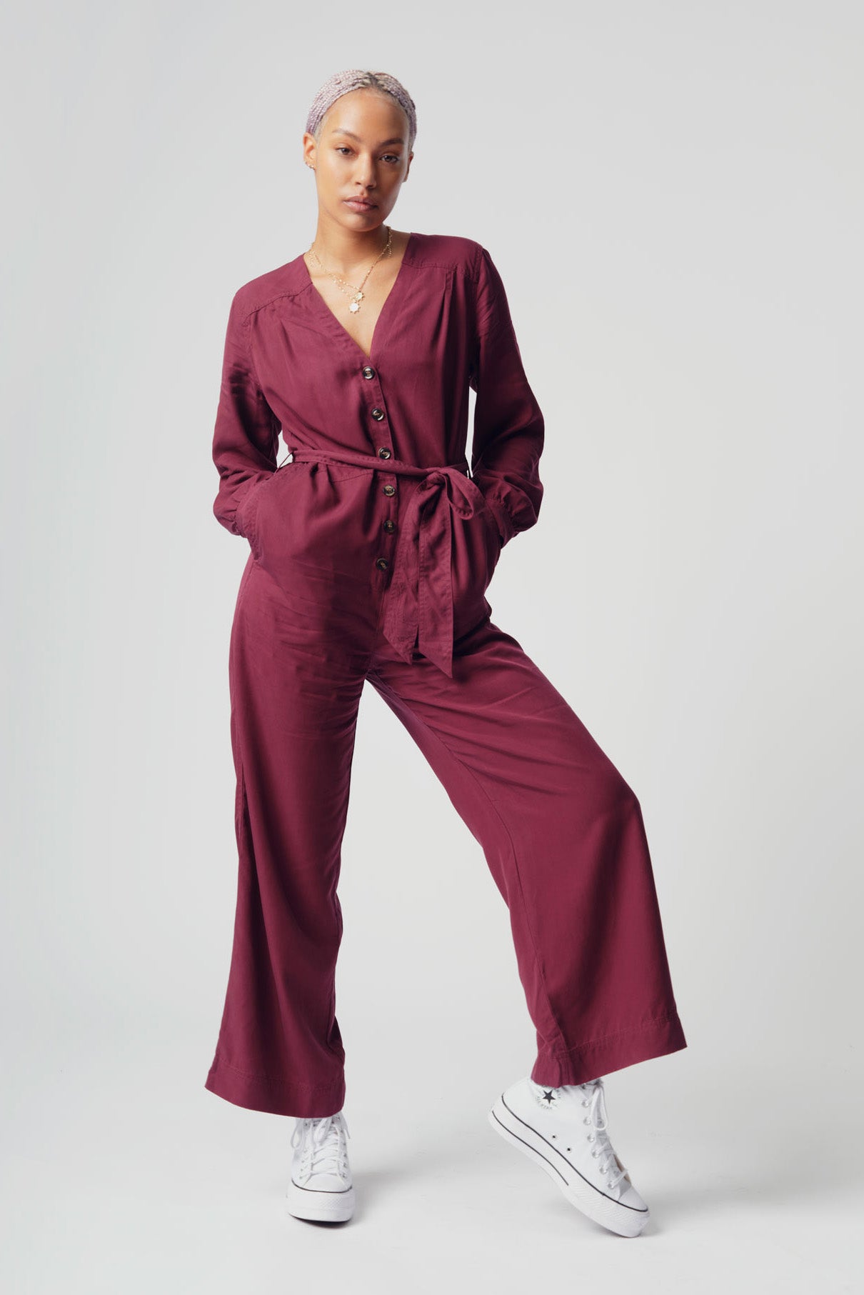 MAKI Womens Tencel by Lenzing Jumpsuit Cherry, Size 2 / UK 10 / EUR 38