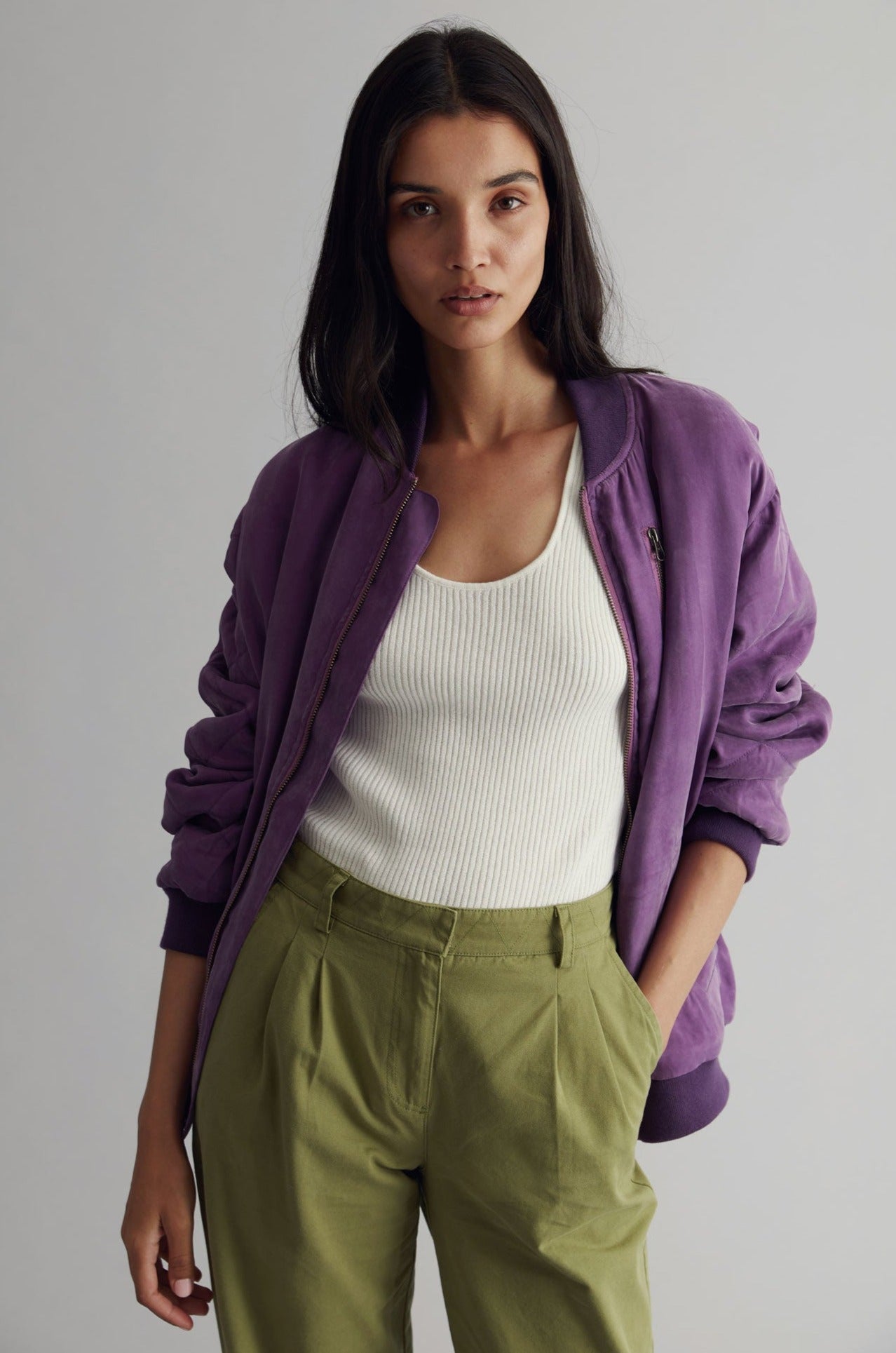 MISTY Cupro Bomber - Purple, SIZE 4 / UK 14 / EUR 42