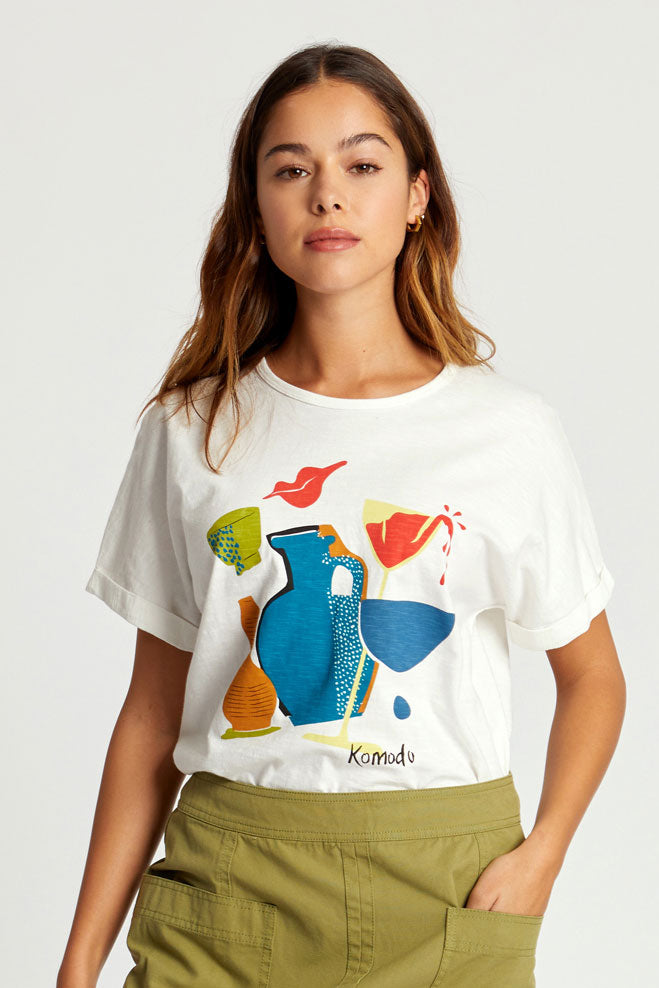 STILL LIFE Tee GOTS Organic Cotton - Off White, SIZE 4 / UK 14 / EUR 42