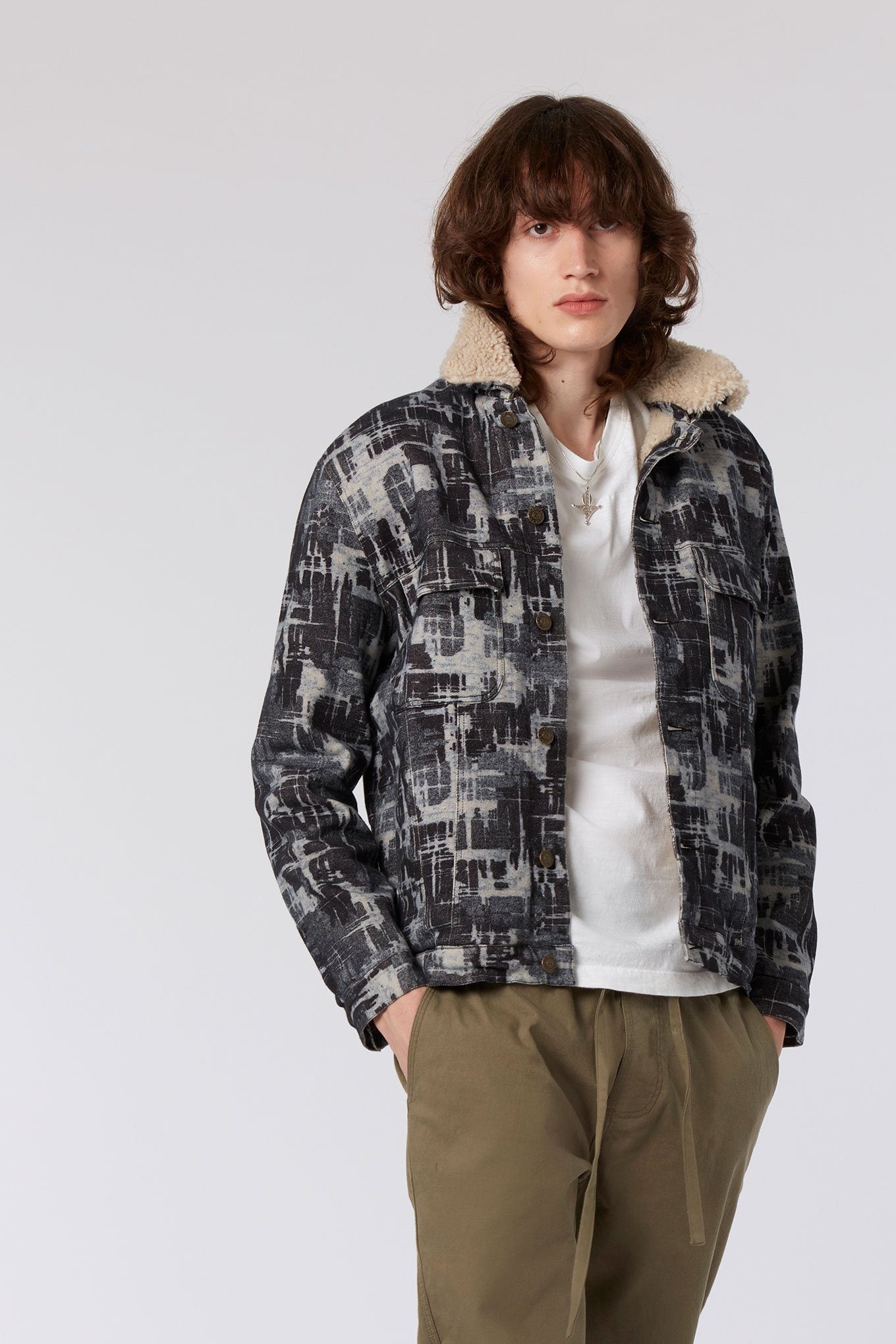 EVER - Fleece Lined Organic Cotton Jacket Indigo, LARGE