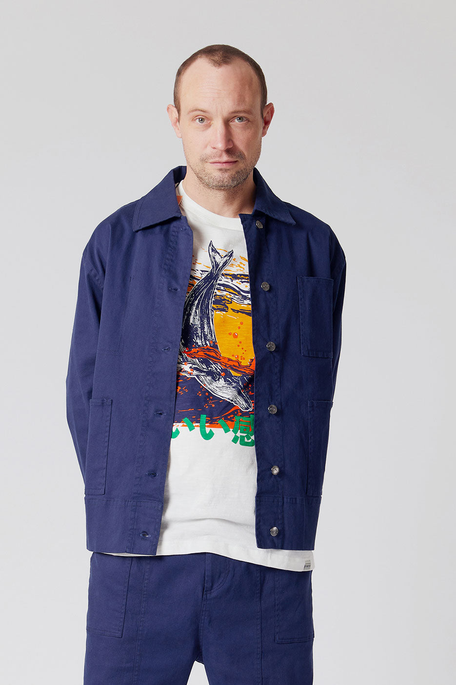 LARRY- Organic Cotton Jacket Navy, Medium